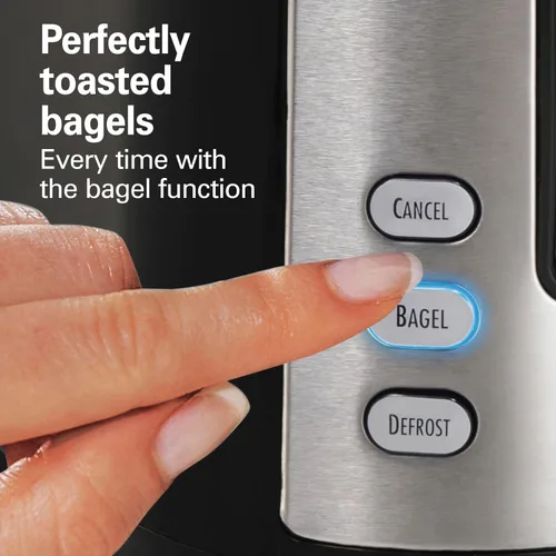 Vista 4 de Hamilton Beach Tostadora de ranura extra ancha para 2 rebanadas con ajustes para bagel y descongelación, selector de tostado con 7 niveles