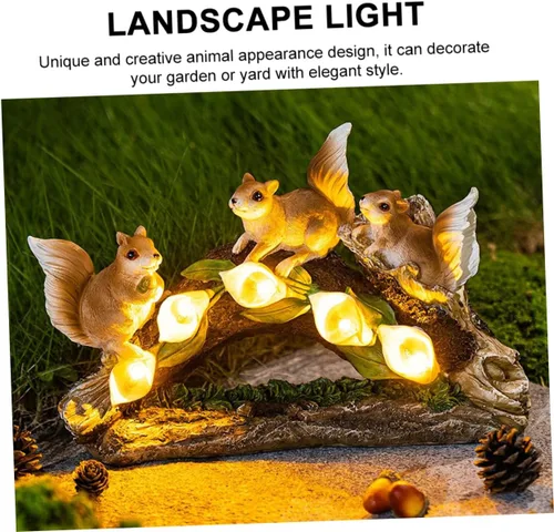 Vista 9 de Sosoport Nimal - Lámpara de estatua solar para jardín, lámpara de resina, ornamento solar, para exteriores, jardín, jardín, lámpara decorativa, luz