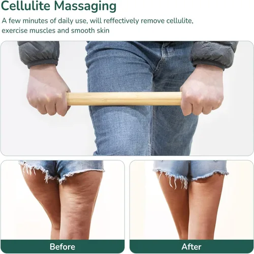 Vista 4 de Varilla de masaje de bambú - Rodillo para moldear el cuerpo, herramienta de masaje Guasha para relajar los músculos