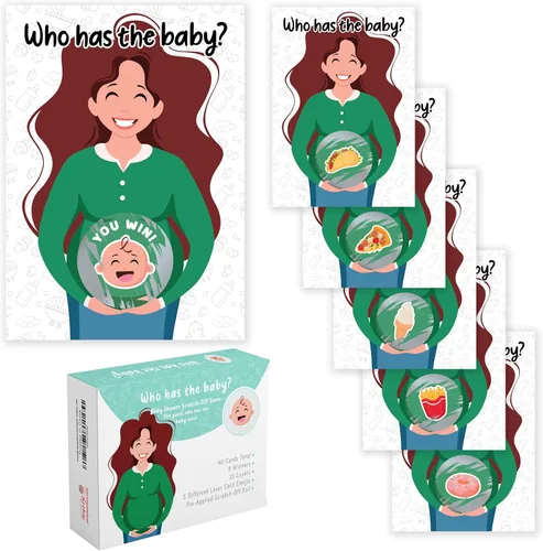 Vista 8 de Juegos de baby shower de Party Hearty para niño, 40 boletos de lotería con emojis para rascar, ideas de juegos para bebés, juego de rascar, azul