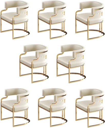 Vista 21 de Sillas de comedor de cocina para interiores, silla lateral tapizada para el hogar, silla con brazo de respaldo bajo, silla de comedor con piel