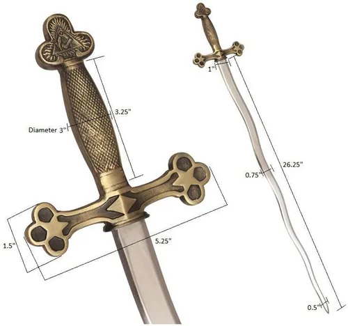 Vista 2 de Serpiente ceremonial masónica Espada Flameante Brújula cuadrada