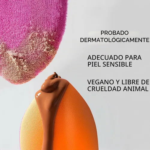 Vista 4 de Real Techniques Miracle 2 en 1 Borla de Polvo, de Doble Cara, Borla de Maquillaje de Tamaño Completo para Mezclar, Banda Elástica Reversible