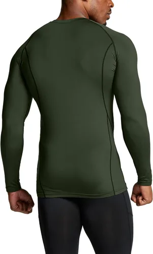 Vista 3 de TSLA - Camiseas térmicas de compresión de manga larga con cuello en V para hombre, ideales para usar como capa base para hacer ejercicio, correr