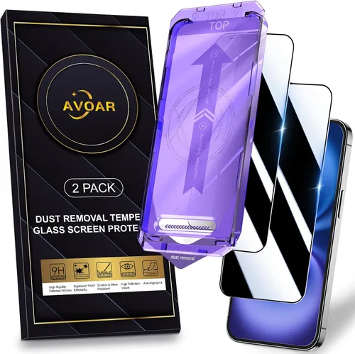 Vista 24 de Paquete de 2 protectores de pantalla de privacidad para iPhone 13 Pro Max /14 Plus [kit de alineación automática] vidrio templado, protección