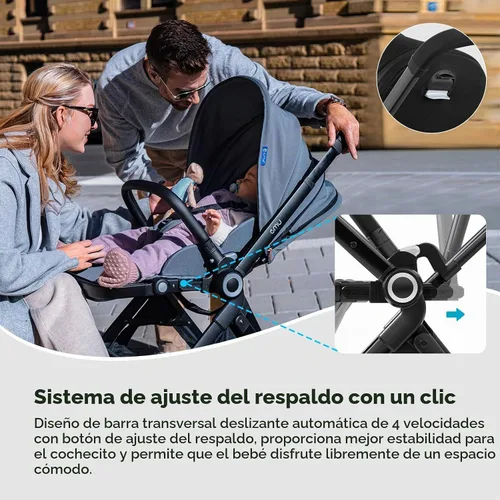 Vista 3 de EMU - Cochecito de bebé con asiento reversible, tamaño completo, con cabina reclinable, compacto y plegable para niños pequeños, para la ciudad al