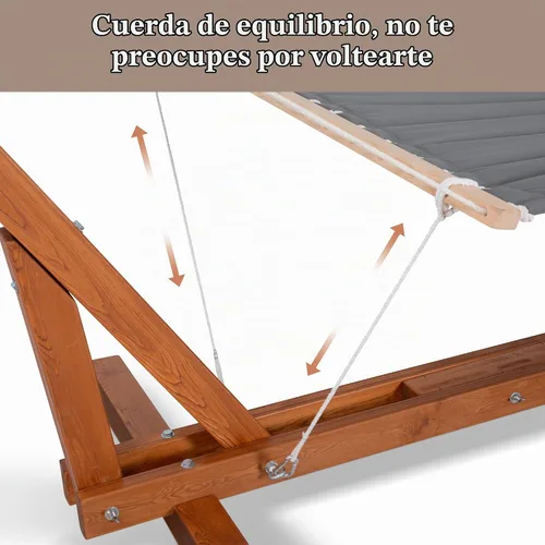 Vista 4 de SUNCREAT Soporte de hamaca de madera ajustable de 12 a 14 pies, solo soporte de hamaca de madera de alerce para exteriores, capacidad de 475 libras