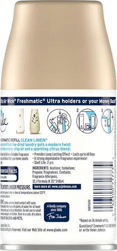Vista 4 de Glade Recambio automático en aerosol, Clean Linen 6.2 oz (paquete de 6)