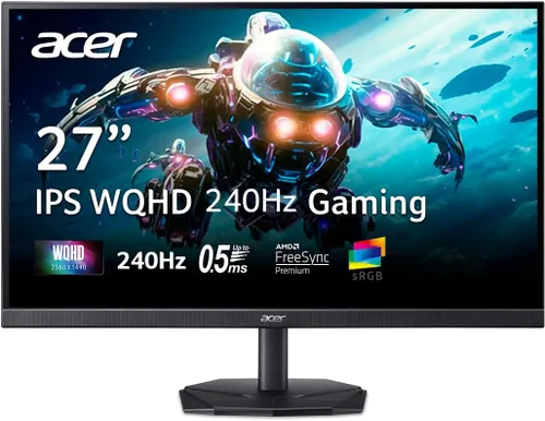 Vista 16 de Acer Nitro - Monitor para juegos IPS QHD 2560 x 1440 de 27 pulgadas AMD FreeSync Actualización de hasta 180 Hz Hasta 0.5 ms DCI-P3 95%
