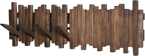 Vista 9 de Perchero de Piano de Madera Natural Montado en la Pared Perchero de Pared Gancho de Pared Abatible con 5 Ganchos Gancho de Pared para Entrada