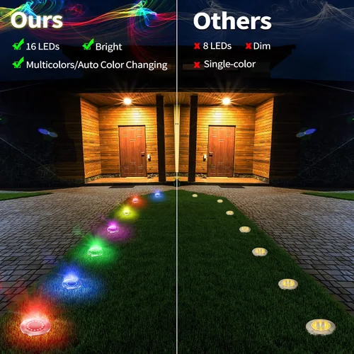 Vista 6 de Brizled - Luces solares para suelo, 12 unidades, 16 luces LED que cambian de color para exteriores