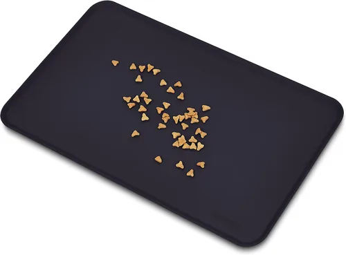 Vista 3 de Amazon Basics Tapete de silicona antideslizante e impermeable para comida de gatos y perros, tapetes para mascotas con bordes elevados para tazones