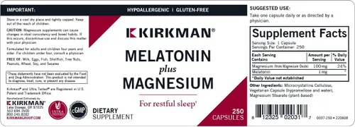 Vista 3 de Cápsulas de Melatonina Plus Magnesio - Hypo - 250 Cápsulas