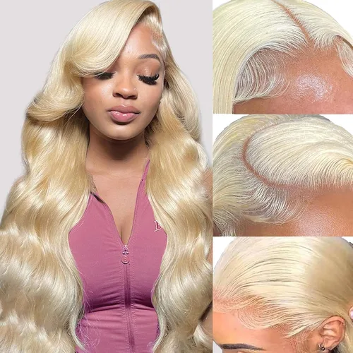 Vista 20 de Peluca de cabello humano ondulado con encaje frontal de 18 pulgadas, color rubio miel, sin pegamento, HD, transparente, encaje frontal