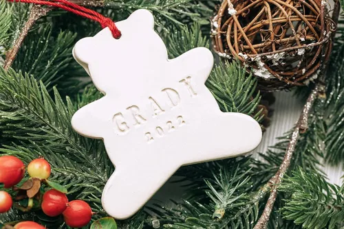 Vista 5 de Teddy Bear Christmas Ornament with Name, Personalized Bear Ornament, First Christmas Ornament 2025, Baby Ornament, Child Ornament