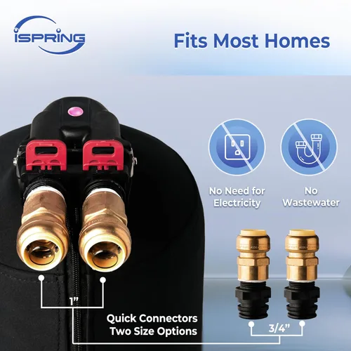 Vista 3 de iSpring Sistema de filtro de agua para toda la casa, reduce el cloro, la cloramina, el plomo, el filtro de agua dura hasta 5 años, modelo: WF1054