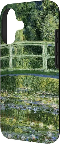 Vista 2 de Monets - Carcasa para iPhone 17 con diseño de lirios de agua y puente japonés