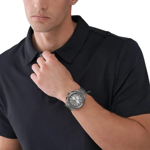 Vista 5 de Michael Kors Lennox - Reloj cronógrafo de acero inoxidable para hombre con correa de acero o silicona