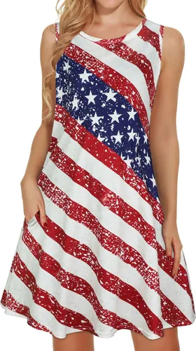 Vista 55 de elescat Vestidos de verano para mujer 2025, vestido casual de playa sin mangas con estampado floral, tipo camiseta, suelto y con bolsillos