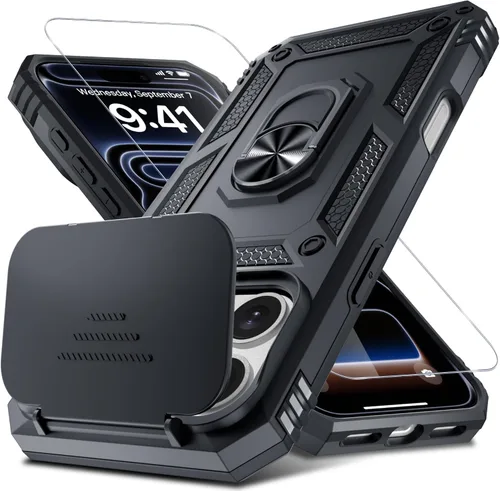 Vista 22 de Janmitta Funda para iPhone 8 Plus/7 Plus/6 Plus, Cubierta de Teléfono con Cubierta Deslizante Integrada para Lente de Cámara + Protector