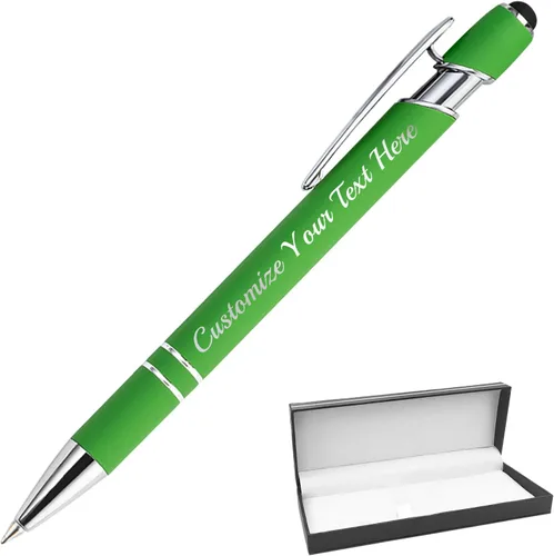 Vista 22 de Bolígrafos personalizados con punta de lápiz digital, bolígrafos grabados personalizados, bolígrafo de bola de tacto suave, bolígrafos con nombre