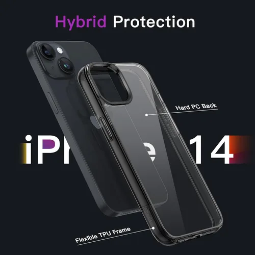 Vista 3 de JETech - Funda para iPhone 14 de 15,5 cm, cubierta a prueba de golpes que no se pone amarilla, parte trasera transparente antiarañazos (negro)