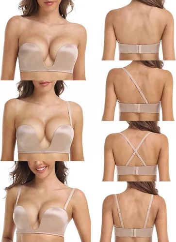 Vista 5 de DotVol Brasier convertible con relleno y escote en U profundo para mujer