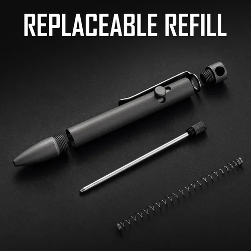 Vista 2 de KeyUnity KP04SW Titanium EDC Bolt Action Pen & KM14SW Titanio EDC Abrebotellas Llavero Clip con Anillo D