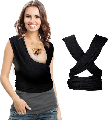 Vista 8 de Transportador para perros, baúl de transporte para gatos, eslinga frontal para perro, manos libres, tamaño ajustable, algodón suave, bolsa para Negro