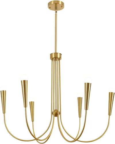 Vista 7 de Lámpara de araña de granja, 6 luces industriales, rústicas, para comedor, lámpara colgante ajustable para cocina, isla, sala de estar, vestíbulo