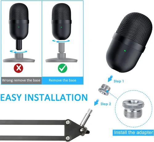 Vista 2 de Razer Seiren Mini Brazo Boom con Filtro Pop - Soporte de Micrófono con Parabrisas de Espuma Compatible con Micrófono de Transmisión Razer Seiren