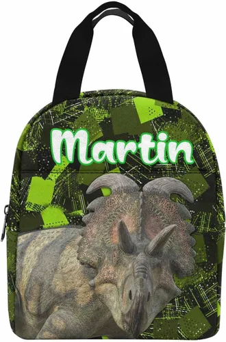 Vista 9 de InterestPrint Bolsa de almuerzo personalizada de mamá papá, bolso de picnic con cremallera de bosque con marco dorado personalizado reutilizable