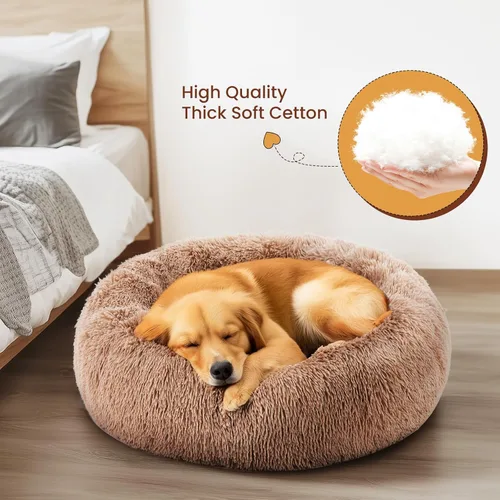 Vista 4 de DUMOS Cama para perro con forma de dona, lavable con funda extraíble, cama impermeable para mascotas para perros de tamaño pequeño, cama de espuma