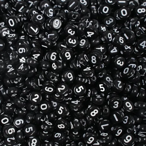 Vista 5 de 1000 cuentas numéricas redondas y blancas de 0-9 cuentas mixtas de 0.157 x 0.276 in de plástico, cuentas sueltas para hacer joyas y pulseras