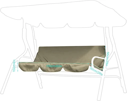 Vista 5 de Gavigain Funda de cojín de repuesto para asiento de columpio, para patio al aire libre, funda de cojín de columpio de 3 plazas, impermeable, funda