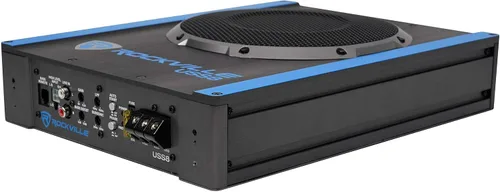 Vista 4 de Rockville USS8 - Subwoofer delgado para coche/camión de 8 pulgadas y 600 W, 150 W RMS, certificado CEA-2006, kit de amplificador RWK10 de calibre 10