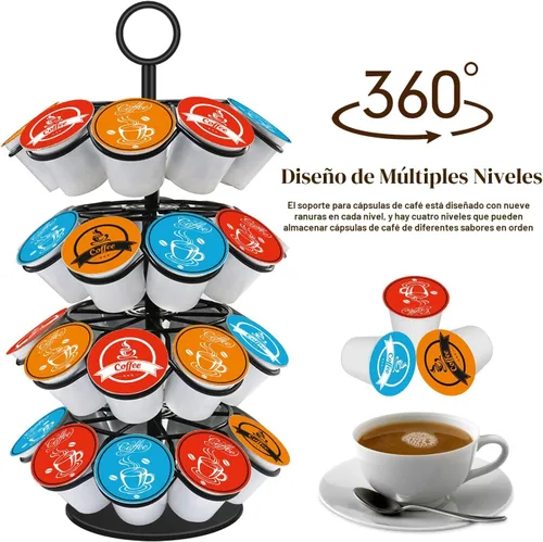 Vista 3 de Organizador de carrusel de cápsulas de café compatible con 36 cápsulas de taza