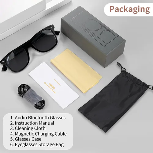 Vista 8 de Lentes inteligentes para hombres y mujeres, lentes de sol inteligentes para deportes al aire libre Open-Ear, UV Protection Polarized Bluetooth