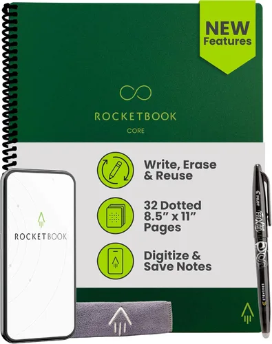 Vista 19 de Rocketbook Core - Cuaderno de espiral reutilizable, tamaño ejecutivo de 6 x 8.8 pulgadas, color negro, páginas punteadas, conectadas a