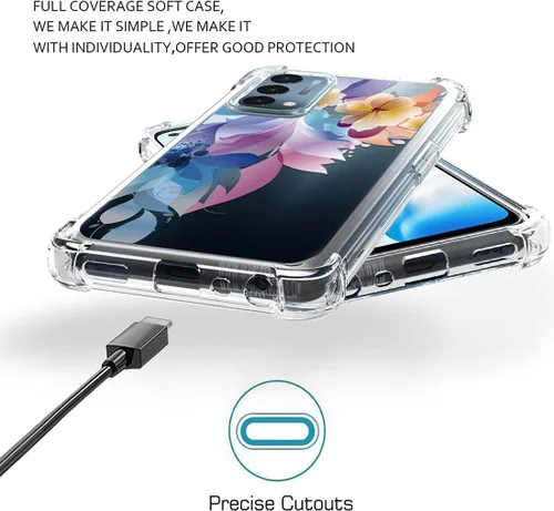 Vista 6 de Osophter Funda para Oneplus Nord N200 5G con protector de pantalla floral floral para niñas y mujeres, absorción de golpes flexible de goma TPU