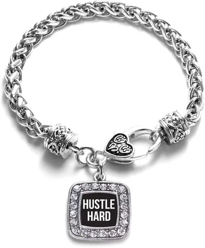Vista 155 de Pulsera de dijes cuadrados de plata con joyería de circonita cúbica
