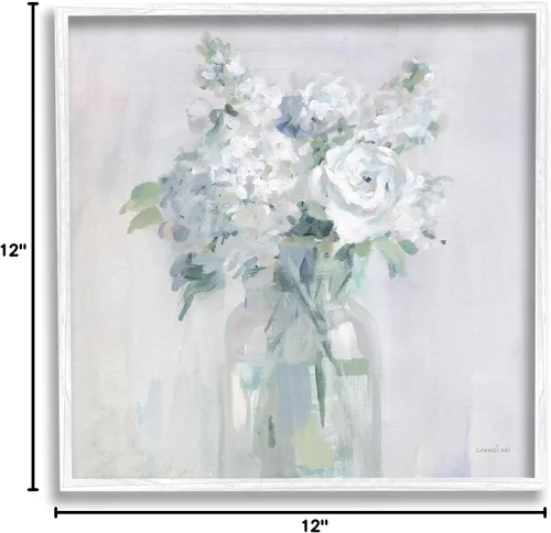 Vista 10 de Stupell Industries Ramo abstracto blanco con marco blanco Giclée Diseño de arte por Danhui Nai Enmarcado en blanco