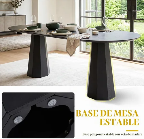 Vista 7 de CIMOTA Mesa de comedor de granja de 71 pulgadas para 6 mesas de cocina Negro