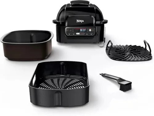 Vista 6 de Parrilla interior Ninja AG300 4 en 1 con freidora de aire de 4 cuartos con función para rostizar, hornear y tecnología de asado ciclónico