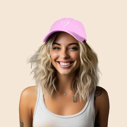 Vista 4 de Gorra de béisbol bordada con corazón dibujado a mano para mujer