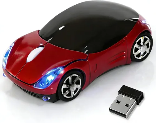 Vista 8 de Ratón inalámbrico negro, mini mouse para computadora de automóvil, 1600DPI 2.4G con receptor USB, mouse ergonómico para computadora portátil, PC