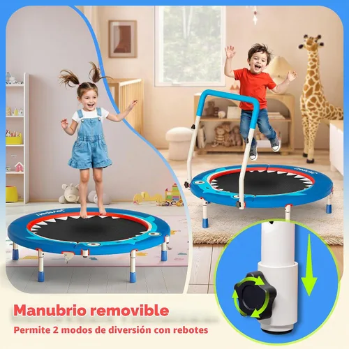 Vista 7 de 36-Inch Toddler Trampoline with Foam Handle, 3FT Foldable Mini Rebounder