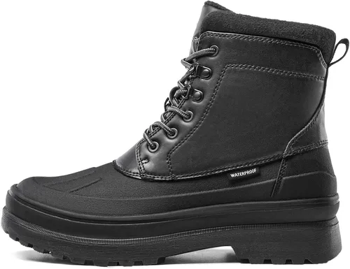 Vista 2 de Bruno Marc Botas de nieve impermeables aisladas para hombre, con forro de piel cálida, botas de invierno para exteriores