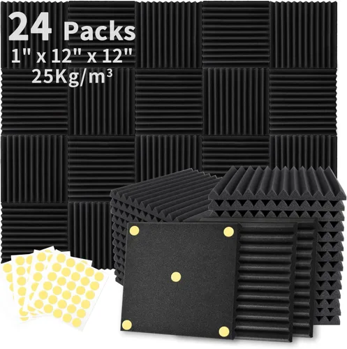 Vista 17 de Focusound Paquete de 4 trampas de espuma acústica para esquinas de bajos de 16.5 x 6.3 x 12 pulgadas, paneles de espuma acústica insonorizados