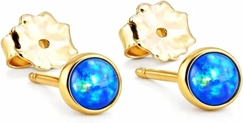 Vista 34 de Juego de aretes pequeños de oro con bisel, bola para cartílago, tragus, hélice, múltiples joyas hipoalergénicas de piedra natal para mujer